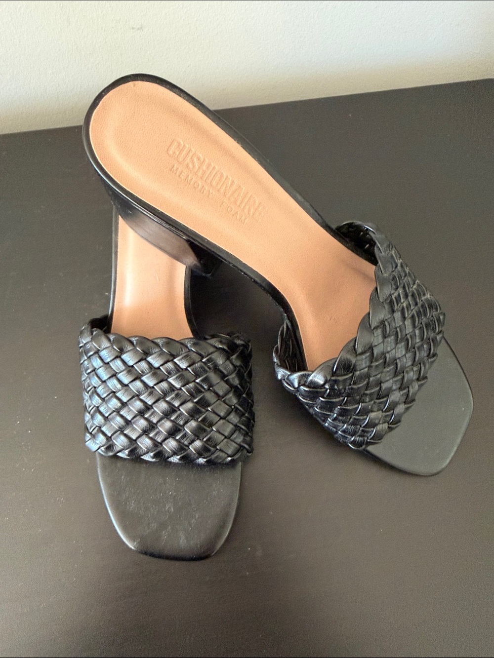 Cushionaire Black Woven Slide Mules